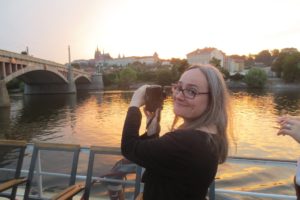 Photo of Jess Chaiken on a river cruise in Prague